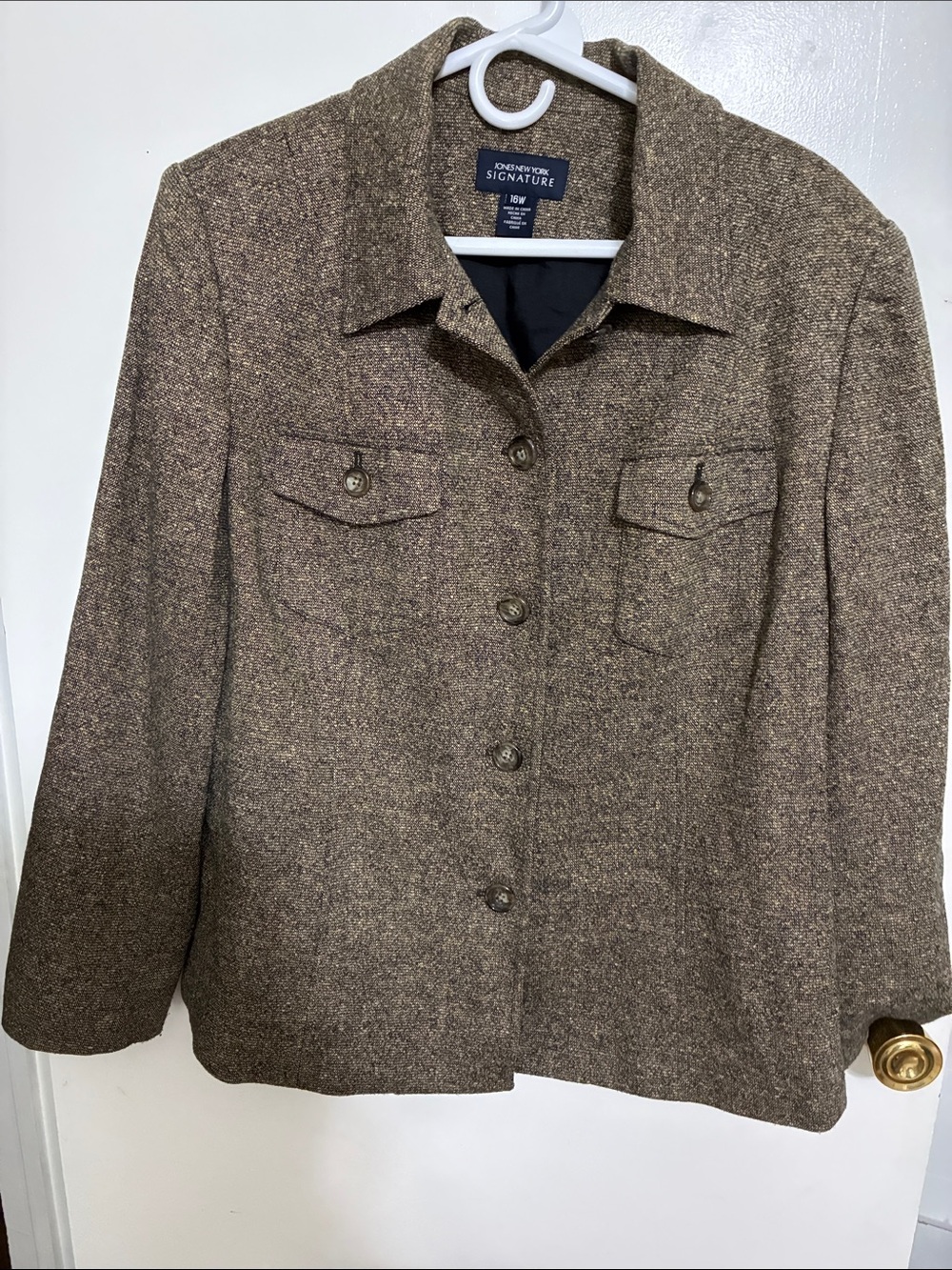 Jones New York Brown Tweed Button-Front Jacket